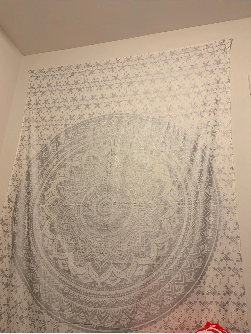 Neutral Gray Mandala Wall Tapestry - Home Wall Decor